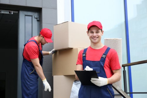 Student removals team preparing boxes in Greenwich