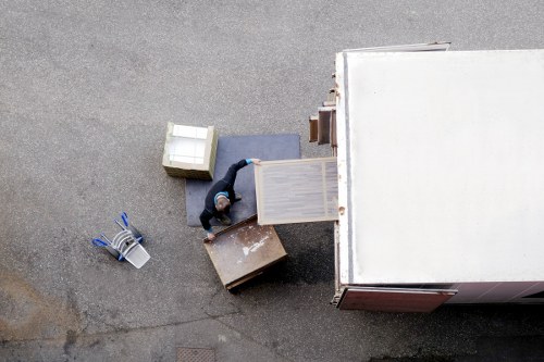 House moving preparation with labeled boxes in Greenwich