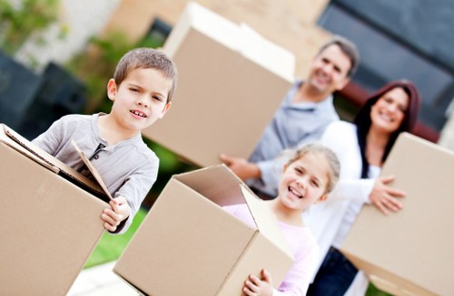 Packed furniture and boxes prepared for removals in Greenwich