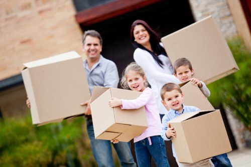 Moving team preparing equipment safely before a relocation