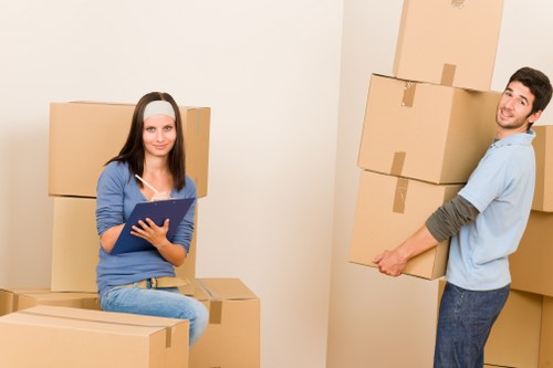 Local moving van loaded with furniture for a Greenwich home relocation